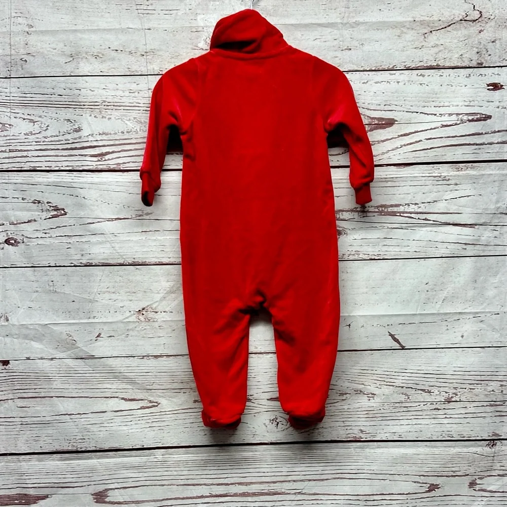 Ralph Lauren Red Velour Romper Onesis Size 6 Months